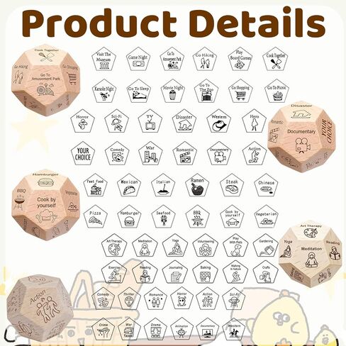 5pcs 1.18inch Decision Dice Set, Relationship Building Activities for Couples, Date Night Planning Solutions, Spontaneous Romantic Getaways, Beech Wood Dice Collection in Kuwait