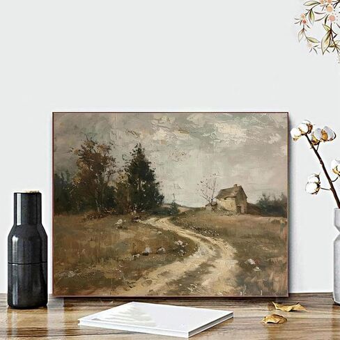QACEYID Retro Country Paint by Numbers Kit for Adults, Vintage Landscape Paint by Number on Canvas, Scenery Digital Oil Painting Kits Suitable for Home Wall Decoration Gift 16"x20" in Saudi Arabia