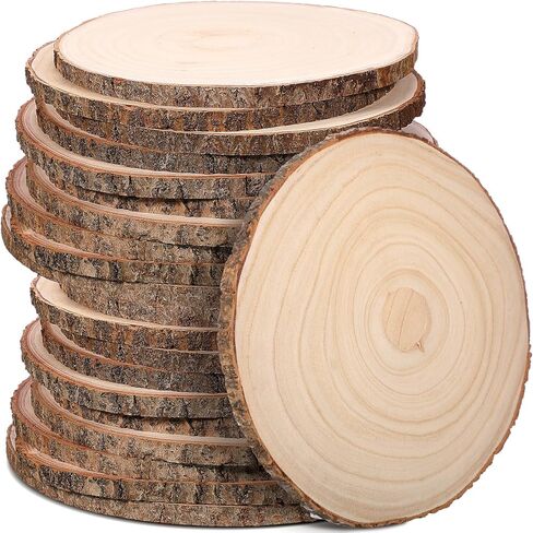 Tioncy 20 Pcs Natural Large Wood Slices for Wedding Centerpieces Decor Round Unfinished Wood Slab for Tables Wooden Circle for DIY Crafts Rustic Centerpiece(10-12 Inch) in Saudi Arabia