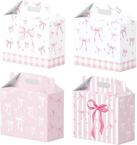 16PCS Pink Bow Paper Gifts Boxes for Birthday, Hot Pink Bachelorette, Engagement & Bow Birthday Party Decoration Coquette Bow Themed Party Favor in Saudi Arabia