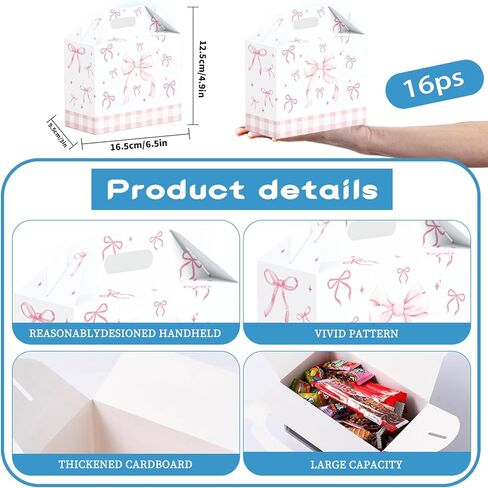 16PCS Pink Bow Paper Gifts Boxes for Birthday, Hot Pink Bachelorette, Engagement & Bow Birthday Party Decoration Coquette Bow Themed Party Favor in Saudi Arabia