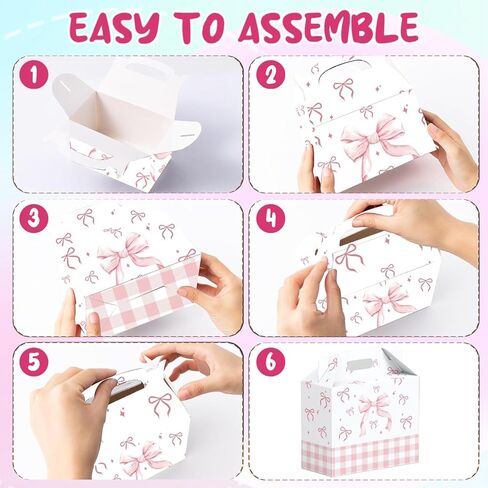 16PCS Pink Bow Paper Gifts Boxes for Birthday, Hot Pink Bachelorette, Engagement & Bow Birthday Party Decoration Coquette Bow Themed Party Favor in Saudi Arabia