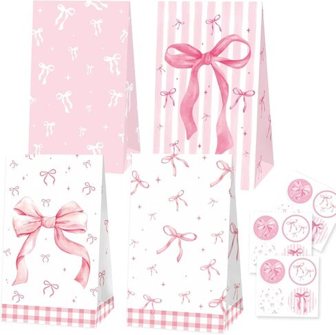 16PCS Pink Bow Paper Gifts Boxes for Birthday, Hot Pink Bachelorette, Engagement & Bow Birthday Party Decoration Coquette Bow Themed Party Favor in Saudi Arabia
