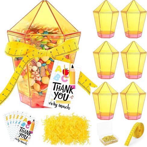 Aneco 12 Pcs Teacher Appreciation Pencil Gift Boxes Pencil Candy Popcorn Containers Gift Bags with Cards Paper Clip Raffia Ribbon Back to School Classroom Decorations Party Favor for Teachers Students in Saudi Arabia