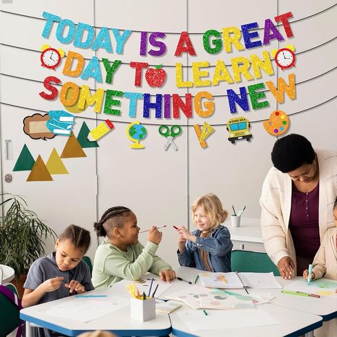 Welcome To School Banner,Today Is A Great Day To Learn Something New Banner for Welcome Back banner School Decorations 1st Day Of school in Saudi Arabia