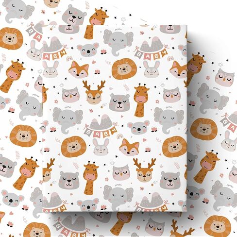 Pineraap Bunny Baby Shower Wrapping Paper Roll for Girl Boy, Hello Little One Design Gift Wrap Paper, Cute Rabbit Gift Packing Paper Art Paper for Baby Shower Newborn Birthday Party, 17Inch x 16.5Feet in Saudi Arabia