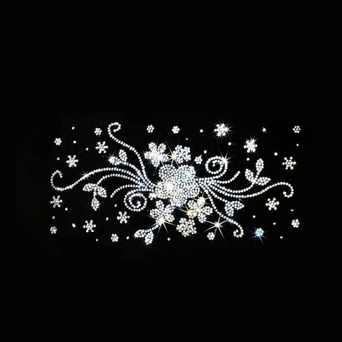 3pcs Floral Rhinestone Iron-On Patch – Elegant Flower & Vine Heat Transfer Applique for DIY Crafts, Clothing, Bags, Accessories – 9.05x4.13 Inch Silver Crystal Bling Design in Saudi Arabia