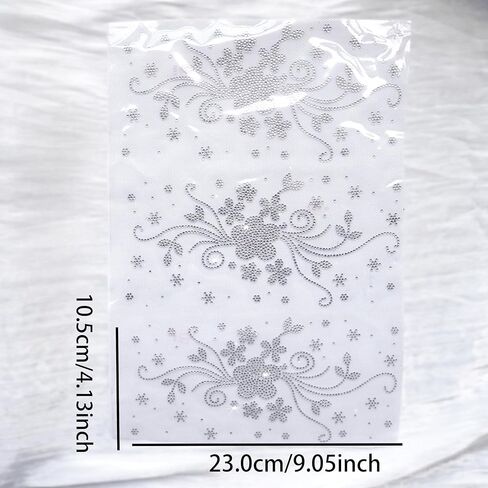3pcs Floral Rhinestone Iron-On Patch – Elegant Flower & Vine Heat Transfer Applique for DIY Crafts, Clothing, Bags, Accessories – 9.05x4.13 Inch Silver Crystal Bling Design in Saudi Arabia