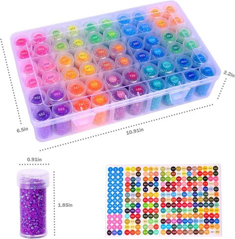 وحدة تخزين فنية ماسية من QTFOUND، عبوة واحدة مكونة من 60 زجاجة، حاويات تخزين منظمة لملحقات الرسم الفني الماسي (الخرز غير متضمن) in Kuwait