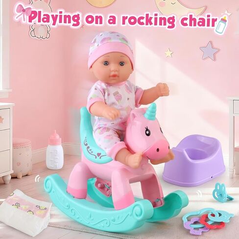 مجموعة ألعاب استحمام بيبي دول مع حوض استحمام، ودمى أطفال مقاس 11 بوصة، وكرسي هزاز، وحلقة سباحة، ومجموعتين من ملابس دمى الأطفال و15 قطعة من إكسسوارات الدمى. هدية مثالية للعب التظاهري للأطفال الصغار للفتيات من سن 3 4 5 6. in Kuwait