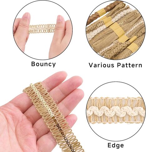 KINGLAKE 9 Rolls Natural Burlap Ribbon - Jute Ribbon for Gift Wrapping Lace Ribbons for Crafts Rustic Ribbons for Sewing Party Wedding Decorations in Saudi Arabia