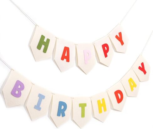 Felt Happy Birthday Banner - Rainbow Happy Birthday Bunting for Kids, Boho Birthday Decoration, Pastel Birthday Decor in Saudi Arabia