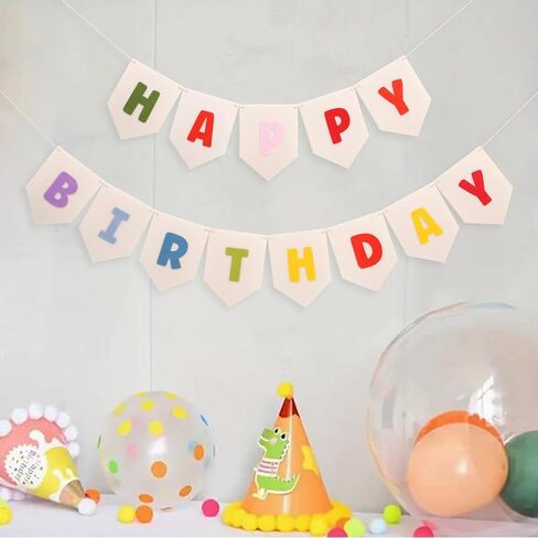 Felt Happy Birthday Banner - Rainbow Happy Birthday Bunting for Kids, Boho Birthday Decoration, Pastel Birthday Decor in Saudi Arabia