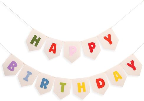 Felt Happy Birthday Banner - Rainbow Happy Birthday Bunting for Kids, Boho Birthday Decoration, Pastel Birthday Decor in Saudi Arabia