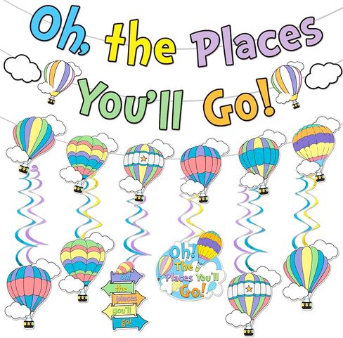 Oh The Places You'll Go Decorations Kindergarten Graduation Party Decoration Oh The Places You'll Go Banner for Colorful Dr. Seuss Party Decoration First Birthday Banner Decoration for Baby Shower in Saudi Arabia