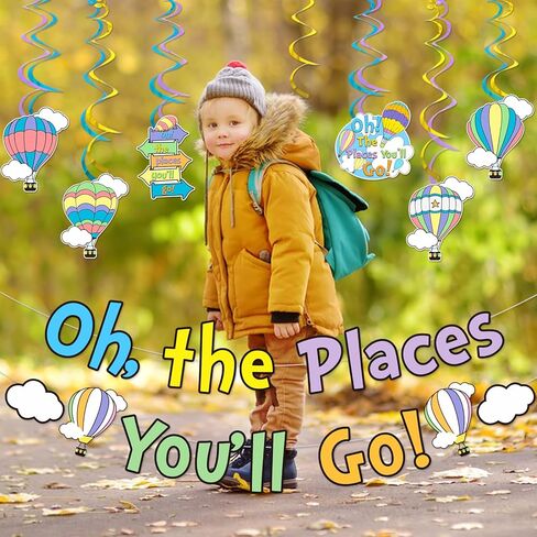 Oh The Places You'll Go Decorations Kindergarten Graduation Party Decoration Oh The Places You'll Go Banner for Colorful Dr. Seuss Party Decoration First Birthday Banner Decoration for Baby Shower in Saudi Arabia