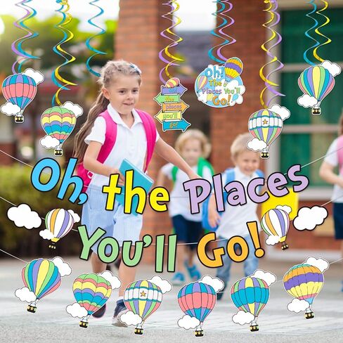Oh The Places You'll Go Decorations Kindergarten Graduation Party Decoration Oh The Places You'll Go Banner for Colorful Dr. Seuss Party Decoration First Birthday Banner Decoration for Baby Shower in Saudi Arabia