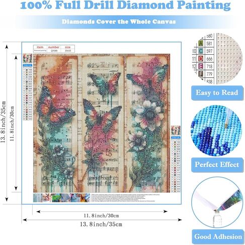 مجموعات الفن الماسي على شكل فراشة من rekxtmo DIY للبالغين، لوحة ألماس 5D للمبتدئين، نقطة الماس الموسيقية، مجموعة طلاء الأحجار الكريمة، مجموعة لوحات فنية صغيرة من الألماس، الحرف اليدوية للبالغين، ديكور جدار المنزل 14 × 14 بوصة in Kuwait