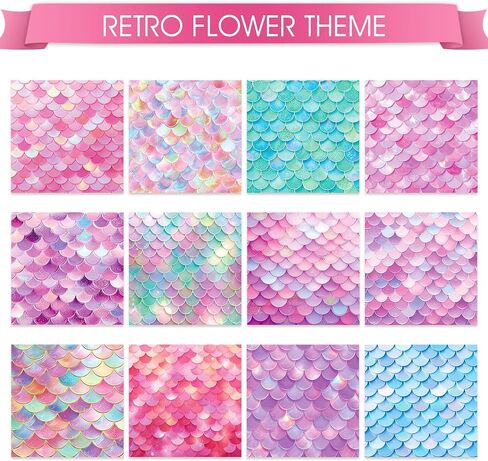 24 Sheet Mermaid Themed Scrapbook Paper, 6"×6" Ocean Patterns Craft Papers, Single-Sided Scales Paper Pad for Card Making Journaling Planner Origami Scrapbook in Kuwait