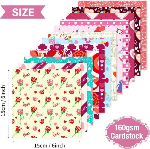 24 Sheet Valentines Day Scrapbook Craft Paper, Vintage Heart Scrapbook Paper Pad, 6"×6" DIY Decorative Craft Papers, Scrapbooking Junk Journal Gift Card Making Supplies in Kuwait