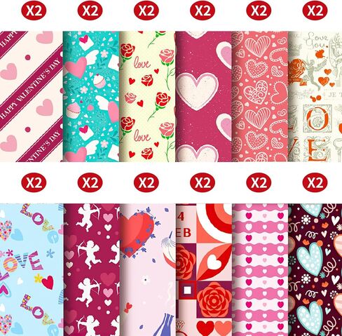 24 Sheet Valentines Day Scrapbook Craft Paper, Vintage Heart Scrapbook Paper Pad, 6"×6" DIY Decorative Craft Papers, Scrapbooking Junk Journal Gift Card Making Supplies in Kuwait