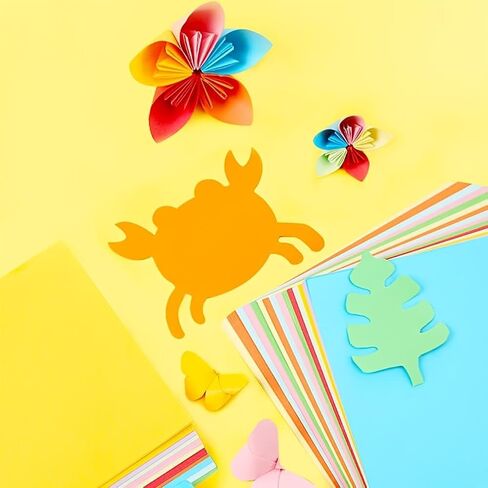 300 Sheets Colored Cardboard - Heavy-Duty Thick Craft Paper with 10 Vibrant Colors (Red, Orange, Yellow, Green, Blue, Purple, Pink, Black, White, Brown) - for Origami in Saudi Arabia