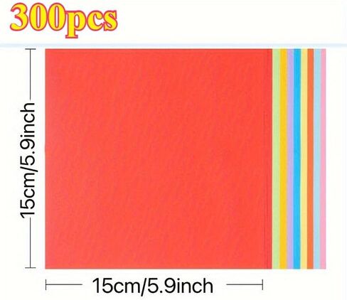 300 Sheets Colored Cardboard - Heavy-Duty Thick Craft Paper with 10 Vibrant Colors (Red, Orange, Yellow, Green, Blue, Purple, Pink, Black, White, Brown) - for Origami in Saudi Arabia