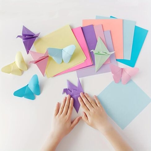 300 Sheets Colored Cardboard - Heavy-Duty Thick Craft Paper with 10 Vibrant Colors (Red, Orange, Yellow, Green, Blue, Purple, Pink, Black, White, Brown) - for Origami in Saudi Arabia