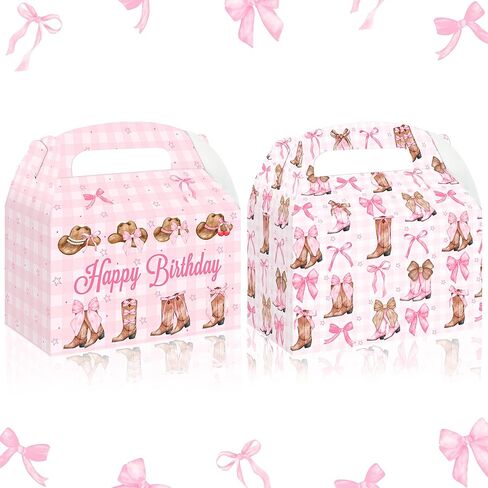 umoni Cowgirl Bow Favor Box 12PCS Pink Coquette Cowgirl Treat Boxes Western Cowgirl Birthday Party Supplies Boots and Hats Goodie Gift Box Picks for Girls Rodeo Theme Baby Shower Bachelorette Decor in Saudi Arabia