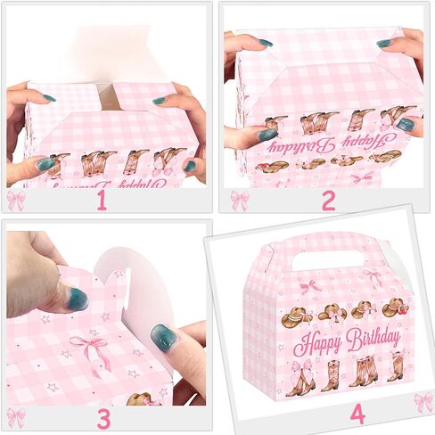 umoni Cowgirl Bow Favor Box 12PCS Pink Coquette Cowgirl Treat Boxes Western Cowgirl Birthday Party Supplies Boots and Hats Goodie Gift Box Picks for Girls Rodeo Theme Baby Shower Bachelorette Decor in Saudi Arabia