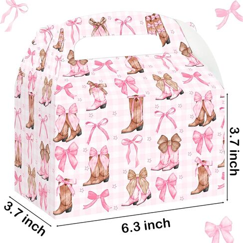 umoni Cowgirl Bow Favor Box 12PCS Pink Coquette Cowgirl Treat Boxes Western Cowgirl Birthday Party Supplies Boots and Hats Goodie Gift Box Picks for Girls Rodeo Theme Baby Shower Bachelorette Decor in Saudi Arabia