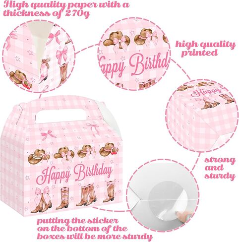 umoni Cowgirl Bow Favor Box 12PCS Pink Coquette Cowgirl Treat Boxes Western Cowgirl Birthday Party Supplies Boots and Hats Goodie Gift Box Picks for Girls Rodeo Theme Baby Shower Bachelorette Decor in Saudi Arabia