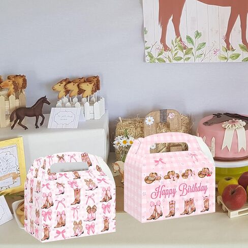 umoni Cowgirl Bow Favor Box 12PCS Pink Coquette Cowgirl Treat Boxes Western Cowgirl Birthday Party Supplies Boots and Hats Goodie Gift Box Picks for Girls Rodeo Theme Baby Shower Bachelorette Decor in Saudi Arabia