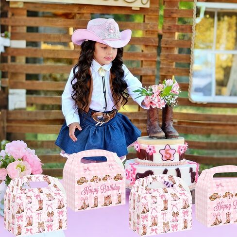 umoni Cowgirl Bow Favor Box 12PCS Pink Coquette Cowgirl Treat Boxes Western Cowgirl Birthday Party Supplies Boots and Hats Goodie Gift Box Picks for Girls Rodeo Theme Baby Shower Bachelorette Decor in Saudi Arabia