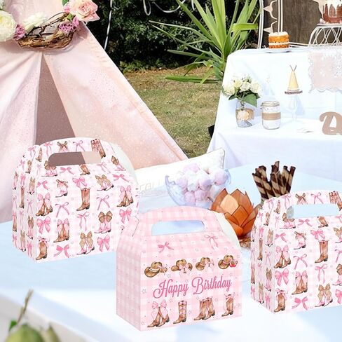 umoni Cowgirl Bow Favor Box 12PCS Pink Coquette Cowgirl Treat Boxes Western Cowgirl Birthday Party Supplies Boots and Hats Goodie Gift Box Picks for Girls Rodeo Theme Baby Shower Bachelorette Decor in Saudi Arabia
