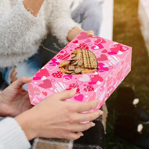24 قطعة من علب بسكويت عيد الحب مع نافذة من SPERPAND، صندوق قلب مقاس 8.7 بوصة × 5.5 بوصة × 2.7 بوصة لديكور عيد الحب، وحفلات الزفاف، وحفلات عيد الميلاد، وصناديق الخبز in Kuwait