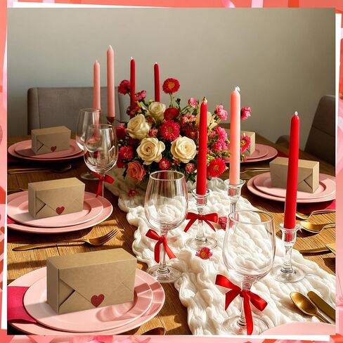 Tenceur 24 قطعة من صناديق بسكويت عيد الحب، صندوق بسكويت عيد الحب مع ملصقات لحاوية حلوى Goodie، حامل هدايا ورق الكرافت لمستلزمات عيد الأم، 5.5 × 3 × 2 بوصة in Saudi Arabia
