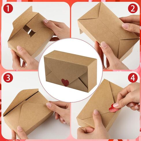 Tenceur 24 قطعة من صناديق بسكويت عيد الحب، صندوق بسكويت عيد الحب مع ملصقات لحاوية حلوى Goodie، حامل هدايا ورق الكرافت لمستلزمات عيد الأم، 5.5 × 3 × 2 بوصة in Saudi Arabia