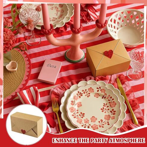 Tenceur 24 قطعة من صناديق بسكويت عيد الحب، صندوق بسكويت عيد الحب مع ملصقات لحاوية حلوى Goodie، حامل هدايا ورق الكرافت لمستلزمات عيد الأم، 5.5 × 3 × 2 بوصة in Saudi Arabia
