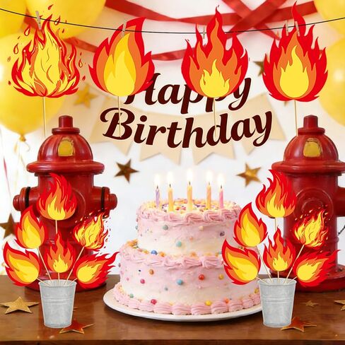 Fake Fire Party Decorations Flames Decorations: 24Pcs Fake Flames Centerpieces Sticks 6 Styles Fire Flame Centerpieces for Table Firefighter Party Decorations Flame Themed Party in Saudi Arabia