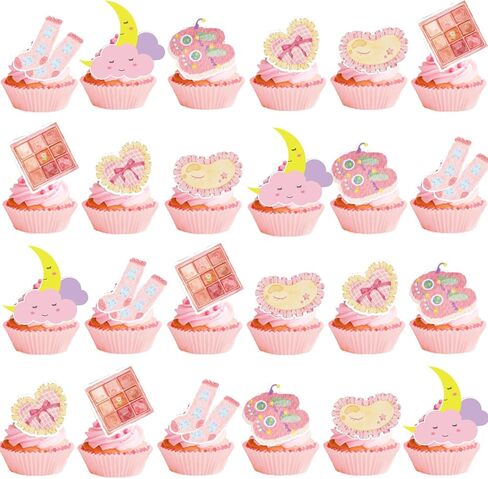 48Pcs Pajama Party Cupcake Toppers for Girls Pajama Birthday Party Decorations Sleepover Slumber Girls Night Out Party Supplies in Kuwait