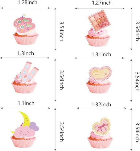 48Pcs Pajama Party Cupcake Toppers for Girls Pajama Birthday Party Decorations Sleepover Slumber Girls Night Out Party Supplies in Kuwait