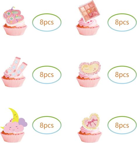 48Pcs Pajama Party Cupcake Toppers for Girls Pajama Birthday Party Decorations Sleepover Slumber Girls Night Out Party Supplies in Kuwait