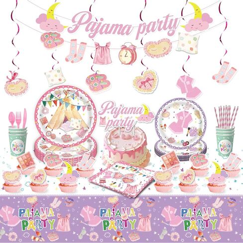 48Pcs Pajama Party Cupcake Toppers for Girls Pajama Birthday Party Decorations Sleepover Slumber Girls Night Out Party Supplies in Kuwait