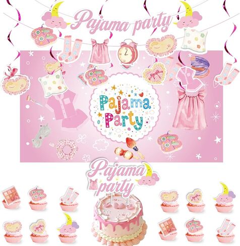 48Pcs Pajama Party Cupcake Toppers for Girls Pajama Birthday Party Decorations Sleepover Slumber Girls Night Out Party Supplies in Kuwait