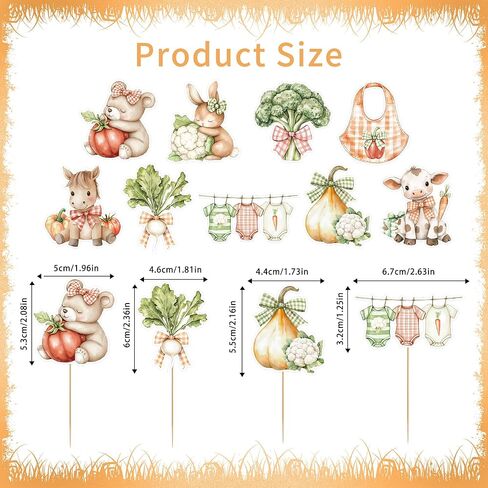 Locally Grown Baby Shower Decorations, 36 Pcs Farmers Market Cupcake Toppers, Farm Fresh Vegetable & Baby Animal Cupcake Decorations for Girls Boys Baby Shower Party in Saudi Arabia