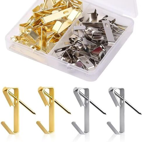 20pcs Heavy Duty Picture Hooks with Nails Picture Hanger Kit Professional Wooden Drywall Metal Photo Frame Hook Hanging Hardware Easy Install 2-Color in Saudi Arabia