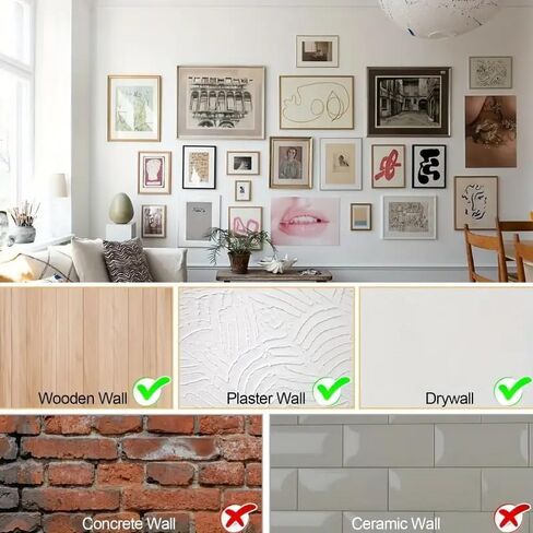 20pcs Heavy Duty Picture Hooks with Nails Picture Hanger Kit Professional Wooden Drywall Metal Photo Frame Hook Hanging Hardware Easy Install 2-Color in Saudi Arabia