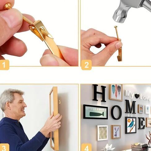 20pcs Heavy Duty Picture Hooks with Nails Picture Hanger Kit Professional Wooden Drywall Metal Photo Frame Hook Hanging Hardware Easy Install 2-Color in Saudi Arabia