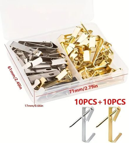 20pcs Heavy Duty Picture Hooks with Nails Picture Hanger Kit Professional Wooden Drywall Metal Photo Frame Hook Hanging Hardware Easy Install 2-Color in Saudi Arabia